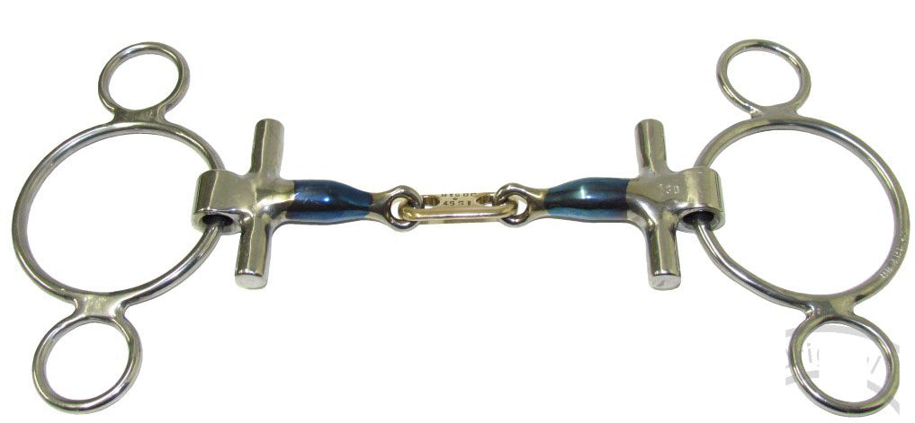 3 Ring Dutch Gag Control Plate Bomber bit, also called a French link