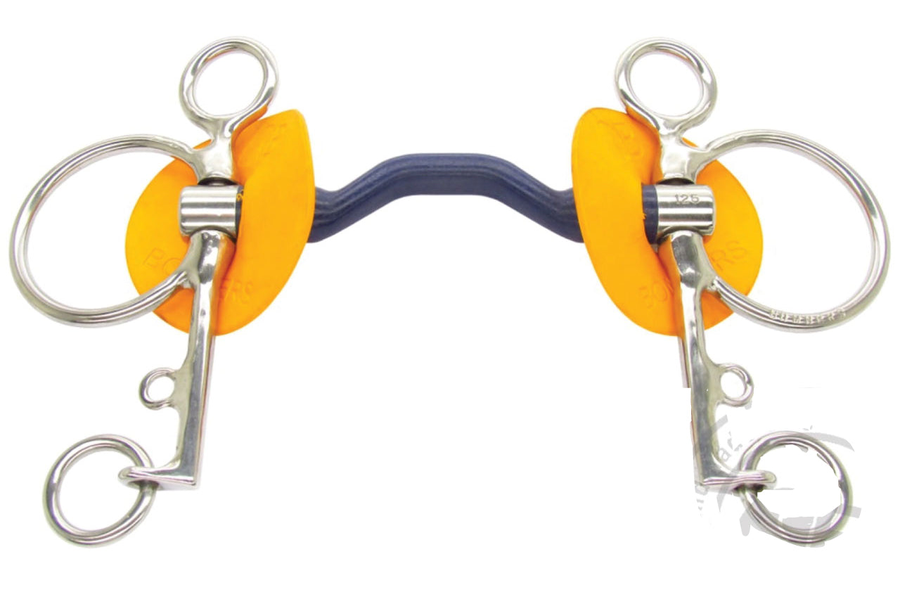 This Bomber blue pelham bit is good for horses that do not like metal bits, as it is non-metal material. 